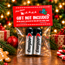 Gift Not Included Christmas battery gift — styled product mockup